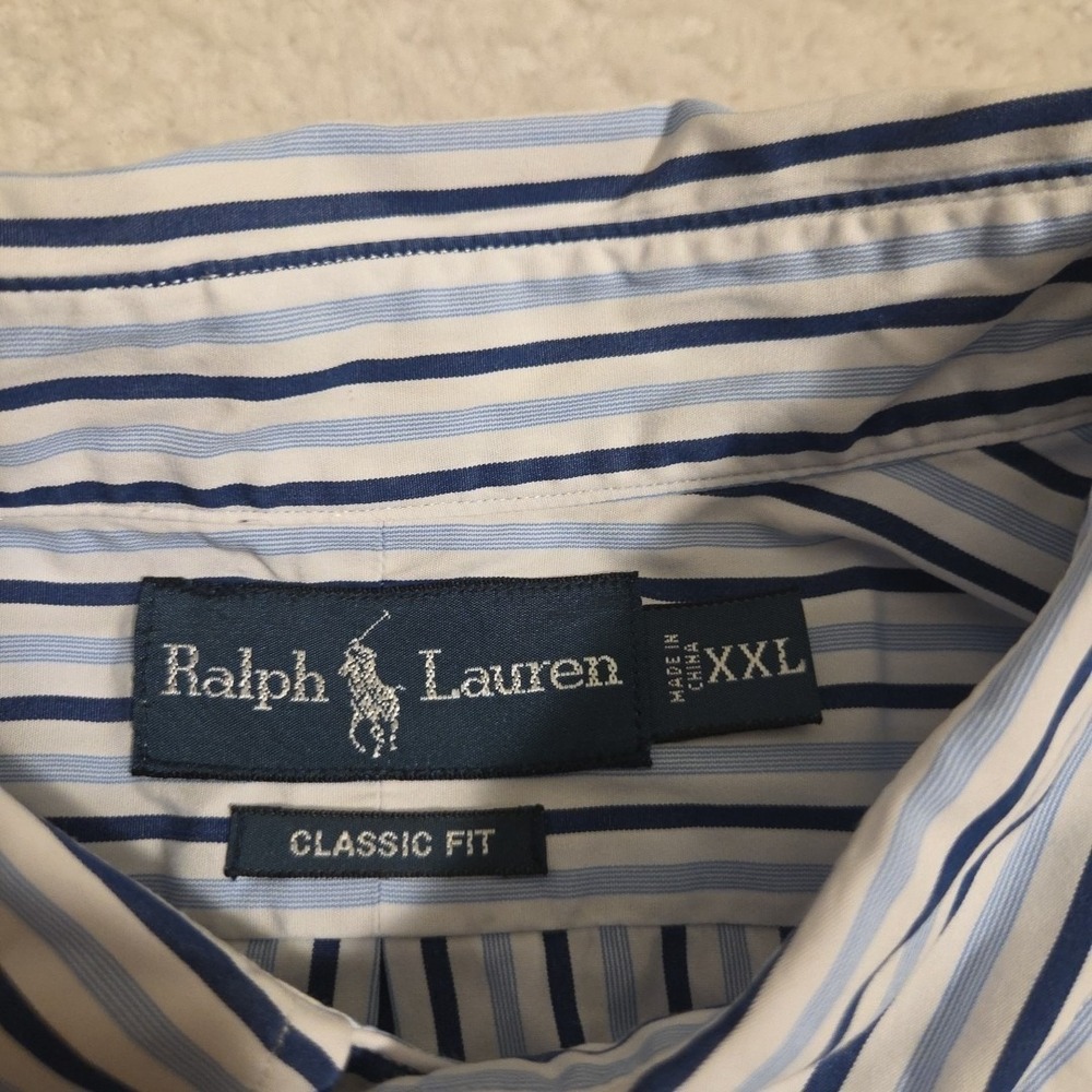 VTG Ralph Lauren Shirt Size 2XL Striped Classic Fit Button Down Long Sleeve - Picture 3 of 7